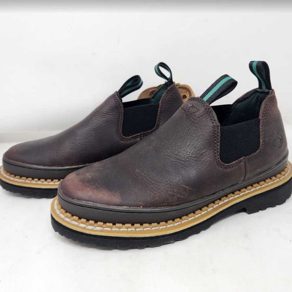 Women's 9.5 Georgia Giant Romeo slip on brown leather work boots GR362 - Picture 8 of 13